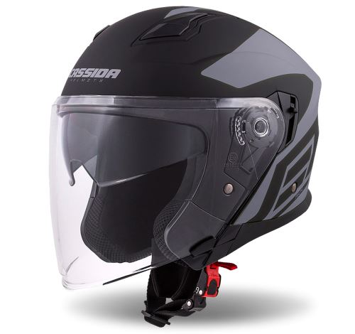 Přilba Jet Tech Corso, CASSIDA (černá matná/šedá)
