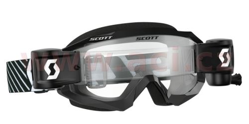 Brýle HUSTLE MX WFS, SCOTT (černá/bílá, čiré plexi s Roll Off)