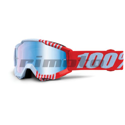 brýle Accuri JR Cupcoy, 100 - USA dětské (bílá/červená, modré chrom plexi s čepy pro slídy