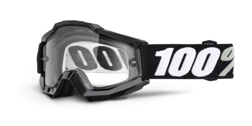 Brýle Accuri ENDURO Tornado, 100% (černá, čiré dual plexi s čepy pro slídy)