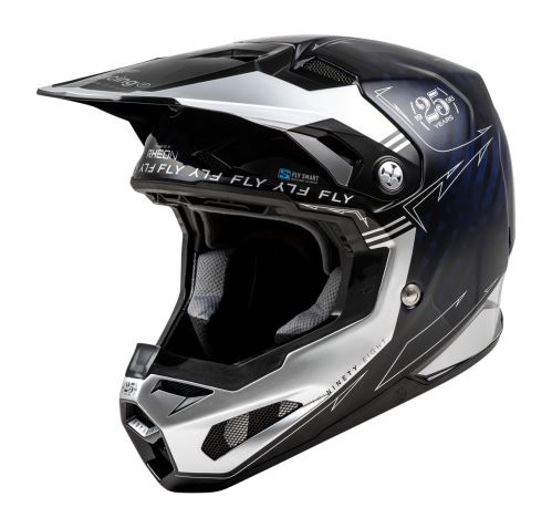 Přilba FORMULA S CARBON, FLY RACING - USA (modrá/stříbrná)