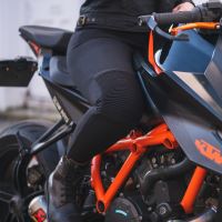 ZKRÁCENÉ kalhoty SUPER MOTO, OXFORD, dámské (legíny s Aramidovou podšívkou, černé) (6)