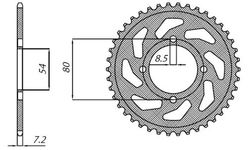 Ocelová rozeta pro sekundární řetězy typu 428, SUNSTAR (45 zubů)