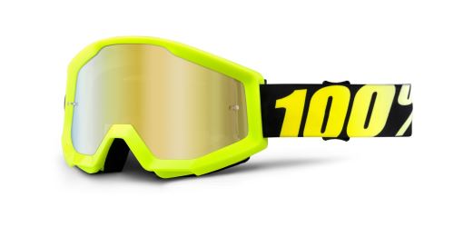Brýle Strata Neon Yellow, 100% (žluté, zlaté chrom plexi s čepy pro slídy)