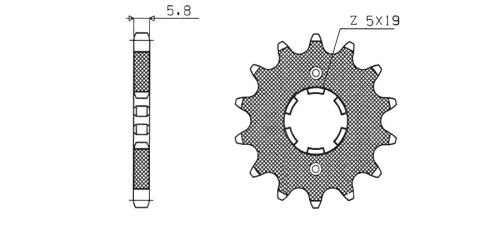 Řetězové kolečko pro sekundární řetězy typu 520, SUNSTAR (14 zubů)