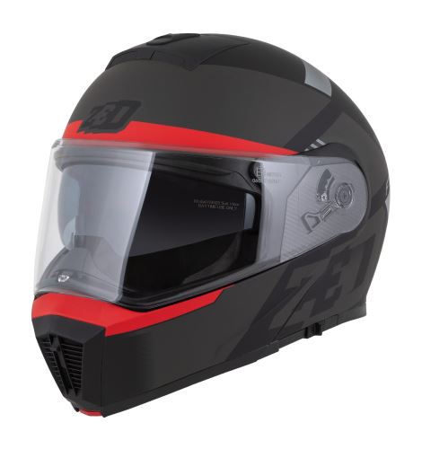Přilba F19, ZED (černá matná/červená fluo/šedá) 2026