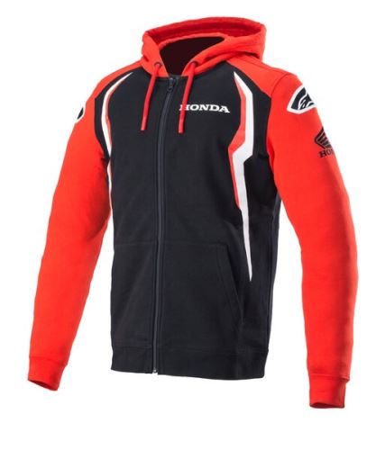 Mikina na zip s kapucí HONDA, ALPINESTARS (červená/černá)