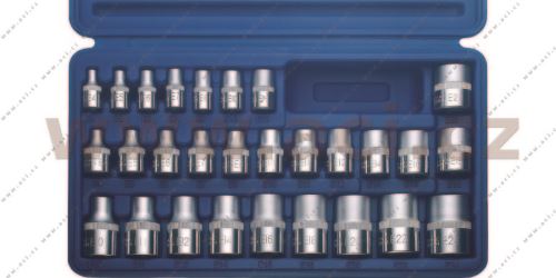Sada nástavců 1/4", 3/8", 1/2" (E-Profil, vnitřní "hvězdička"), 28 ks