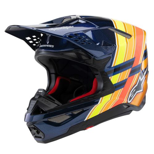 Přilba SUPERTECH S-M10 edice TROY LEE DESIGNS, ALPINESTARS (modrá perleť/oranžová fluo/žlutá/červená) 2026