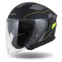 Přilba Jet Tech RoxoR, CASSIDA (černá matná/žlutá fluo/šedá)