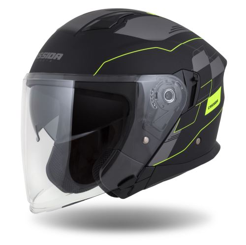 Přilba Jet Tech RoxoR, CASSIDA (černá matná/žlutá fluo/šedá)