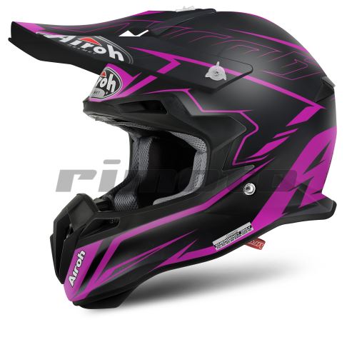 přilba TERMINATOR 2.1S Slim, AIROH - Itálie (černá/fialová) (262881)