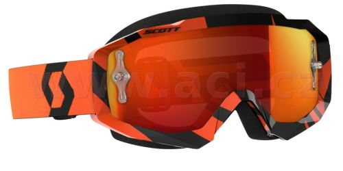 brýle HUSTLE MX, SCOTT - USA (černá/oranžová, oranžové chrom plexi s čepy pro slídy)