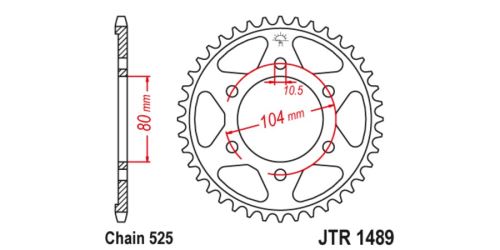 Ocelová rozeta pro sekundární řetězy typu 525, JT (44 zubů)