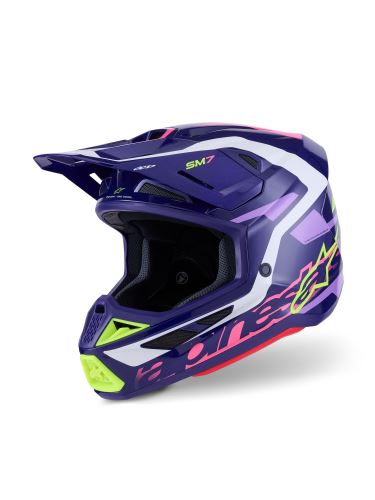 Přilba SUPERTECH S-M7 DEED, ALPINESTARS (fialová/růžová/bílá/žlutá fluo) 2027