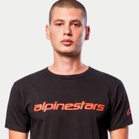Triko LINEAR WORDMARK TEE, ALPINESTARS (černá/červená fluo) (3)