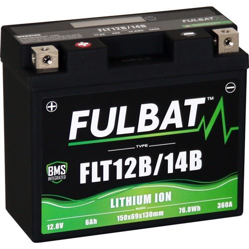 Lithiová baterie  LiFePO4 YT12B-BS, YT14B-BS FULBAT  12V, 6Ah, 360A, hmotnost 0,82 kg, 150x69x130