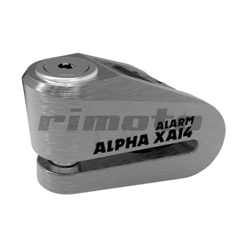 zámek kotoučové brzdy Alpha Alarm XA14, OXFORD - Anglie (integrovaný alarm, broušený kov,