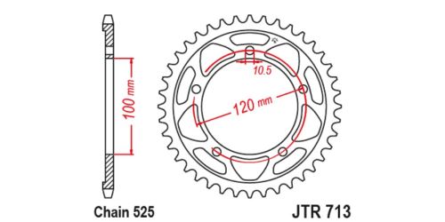 Ocelová rozeta pro sekundární řetězy typu 525, JT (41 zubů)