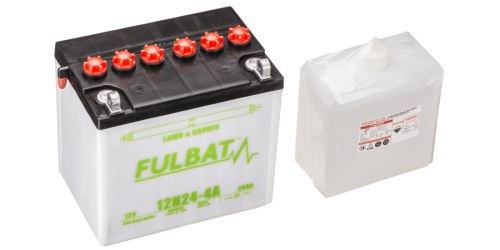 Baterie 12V, 12N24-4A, 24Ah, 240A, levá, konvenční, 184x124x175, FULBAT (vč. balení elektrolytu)