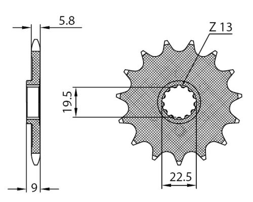 Řetězové kolečko pro sekundární řetězy typu 520, SUNSTAR (13 zubů)