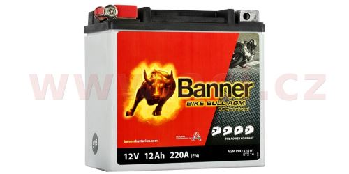Baterie 12V, YTX14-BS, 12Ah, 220A, BANNER Bike Bull AGM PRO 150x88x145