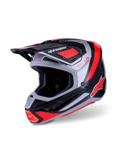 Přilba SUPERTECH S-M7 RISE, ALPINESTARS (černá/stříbrná/červená fluo) 2027