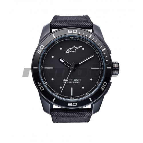 hodinky TECH PVD, ALPINESTARS - ITÁLIE (černá/bílá, textilní pásek)