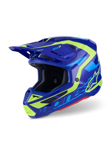 Přilba SUPERTECH S-M7 DEED, ALPINESTARS (modrá/žlutá fluo) 2027