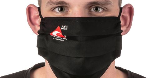 Rouška bavlněná skládaná, černá s logem ACI, uni velikost s gumičkou