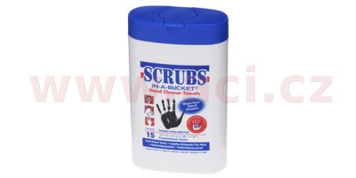 SCRUBS - vlhčené utěrky (19,5x20 cm) na čištění rukou, balení 15 ks