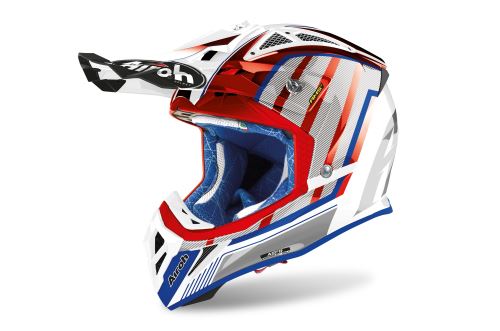 Přilba AVIATOR GLOW 2.3 AMS2, AIROH - Itálie (červená/modrá/šedá)