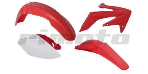 sada plastů (Honda CRF 250 R 04-05), RTECH - Itálie (červeno-bílé, 4 díly)