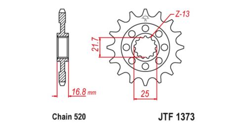 Řetězové kolečko pro sekundární řetězy typu 520, JT (17 zubů)