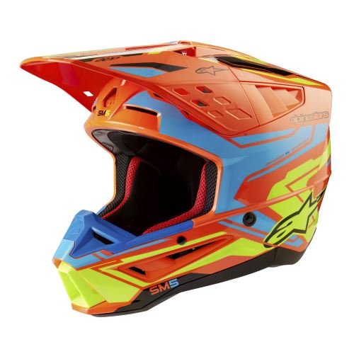 Přilba S-M5 ACTION 2, ALPINESTARS (oranžová fluo/světle modrá/žlutá fluo) 2027
