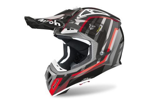 Přilba AVIATOR GLOW 2.3 AMS2, AIROH - Itálie (stříbrná/černá/červená)