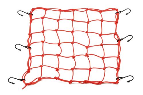 Pružná zavazadlová síť s kovovými háčky, Daytona (40 x 40 cm, červená)