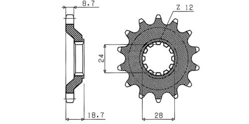 Řetězové kolečko pro sekundární řetězy typu 632, SUNSTAR (15 zubů)