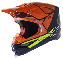 Přilba SUPERTECH S-M8 FACTORY, ALPINESTARS (tmavá modrá/oranžová/žlutá fluo lesklá) Přilba SUPERTECH S-M8 FACTORY, ALPINESTARS (tmavá modrá/oranžová/žlutá fluo lesklá)
