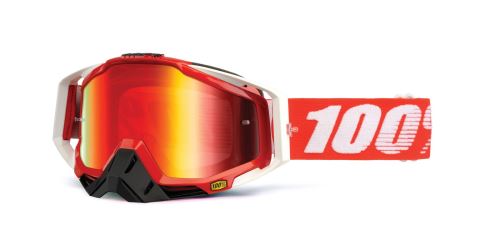 Brýle Racecraft Fire Red, 100% (červené chrom plexi + čiré plexi + chránič nosu +20 strhávaček)