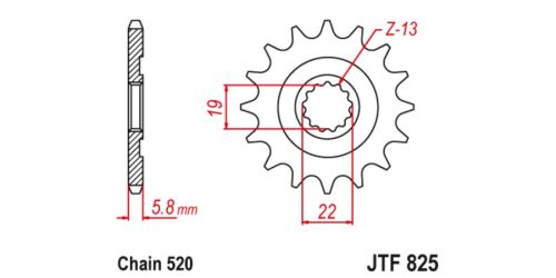 Řetězové kolečko pro sekundární řetězy typu 520, JT (13 zubů)