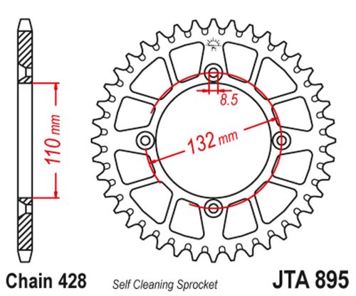 Duralová rozeta pro sekundární řetězy typu 428, JT (49 zubů)