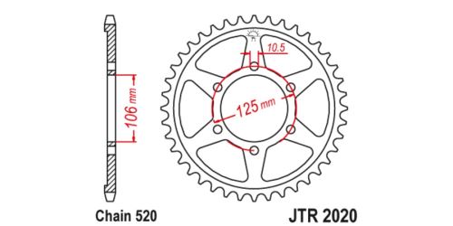 Ocelová rozeta pro sekundární řetězy typu 520, JT (41 zubů)