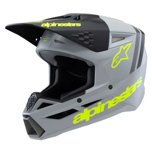 Přilba S-M3 RADIUM, ALPINESTARS, dětská (šedá mat/žlutá fluo/černá) 2027