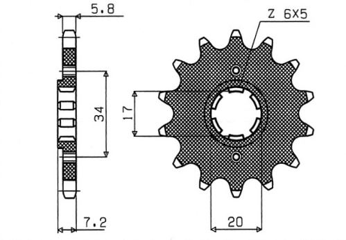 Řetězové kolečko pro sekundární řetězy typu 520, SUNSTAR (14 zubů)