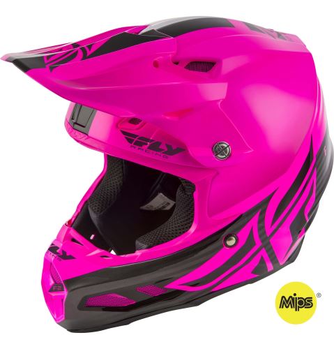 Přilba F2 Carbon SHIELD, FLY RACING (černá/růžová, se systémem ochrany MIPS)
