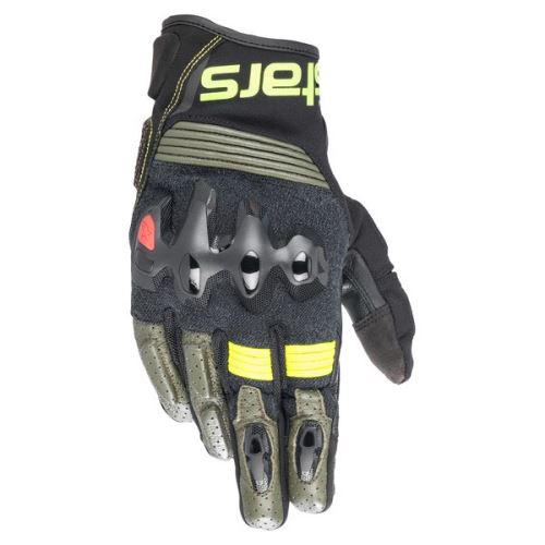 Rukavice HAROK, ALPINESTARS (černá/zelená/žlutá fluo)