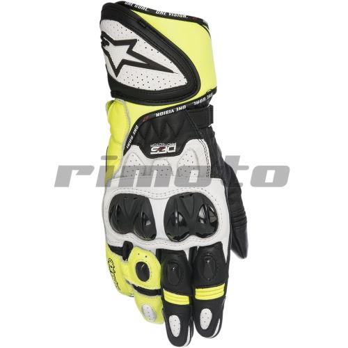 rukavice GP PLUS R, ALPINESTARS - Itálie (černé/bílé/žluté fluo)