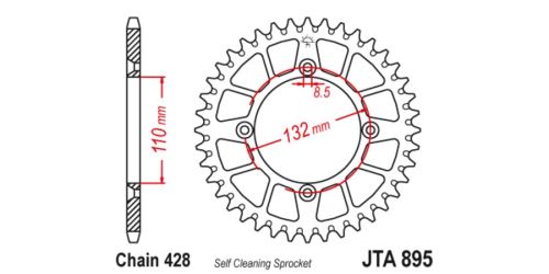 Duralová rozeta pro sekundární řetězy typu 428, JT (48 zubů)