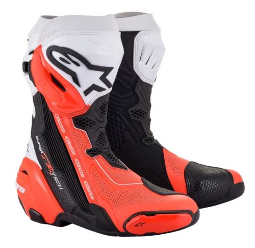 Boty SUPERTECH R VENTED, ALPINESTARS (černá/bílá/červená fluo, perforovaná obšívka) 2027